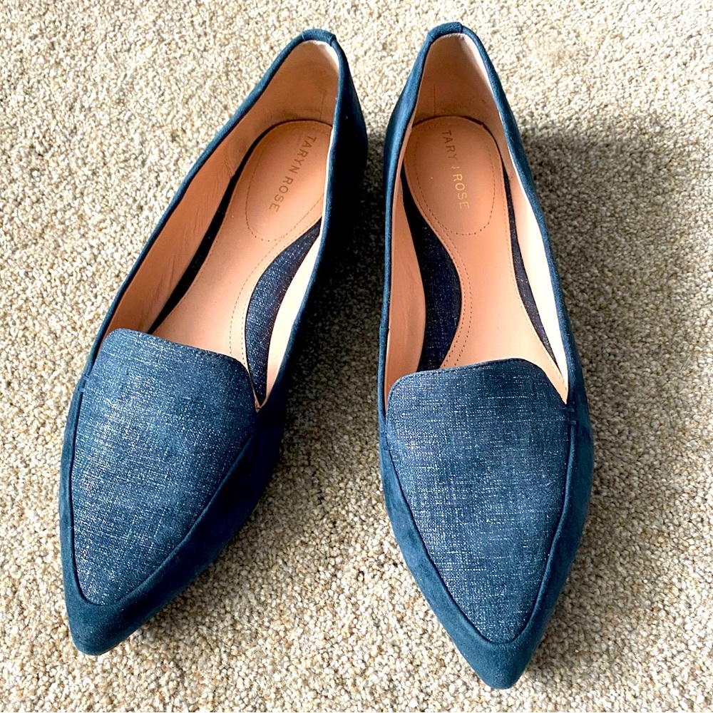 Taryn Rose Size 10 FAYE Blue Leather Pattern Slip
